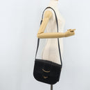 CARTIER Shoulder Bag Leather Navy Gold Auth hk3587-23