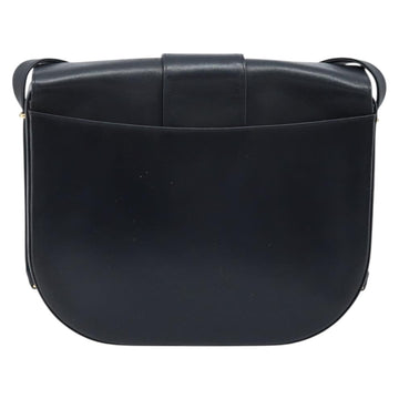 CARTIER Shoulder Bag Leather Navy Gold Auth hk3587 - 0