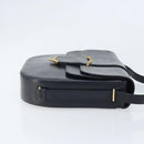 CARTIER Shoulder Bag Leather Navy Gold Auth hk3587-3