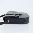 CARTIER Shoulder Bag Leather Navy Gold Auth hk3587-4