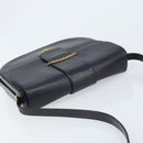 CARTIER Shoulder Bag Leather Navy Gold Auth hk3587-6