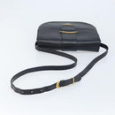 CARTIER Shoulder Bag Leather Navy Gold Auth hk3587-7