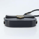 CARTIER Shoulder Bag Leather Navy Gold Auth hk3587-5