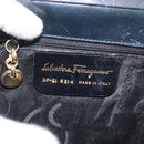 Salvatore Ferragamo Vala Hand Bag Leather Navy Gold Auth hk3588-12