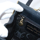 Salvatore Ferragamo Vala Hand Bag Leather Navy Gold Auth hk3588-20