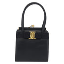 Salvatore Ferragamo Vala Hand Bag Leather Navy Gold Auth hk3588-13