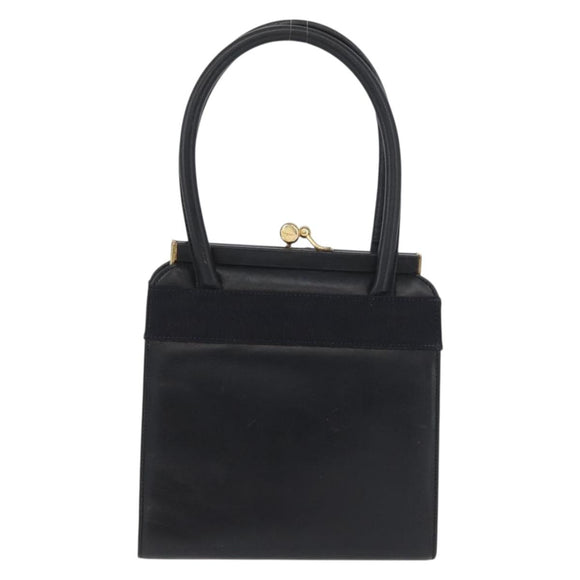 Salvatore Ferragamo Vala Hand Bag Leather Navy Gold Auth hk3588