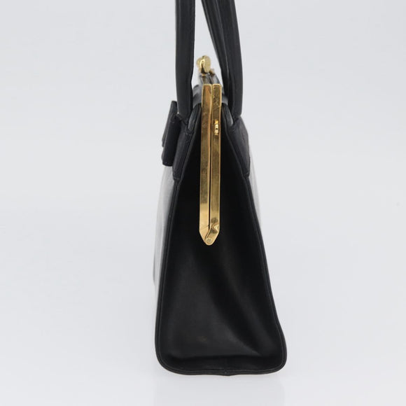 Salvatore Ferragamo Vala Hand Bag Leather Navy Gold Auth hk3588