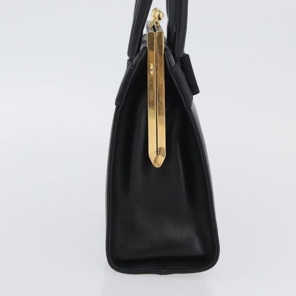 Salvatore Ferragamo Vala Hand Bag Leather Navy Gold Auth hk3588