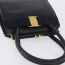 Salvatore Ferragamo Vala Hand Bag Leather Navy Gold Auth hk3588-6