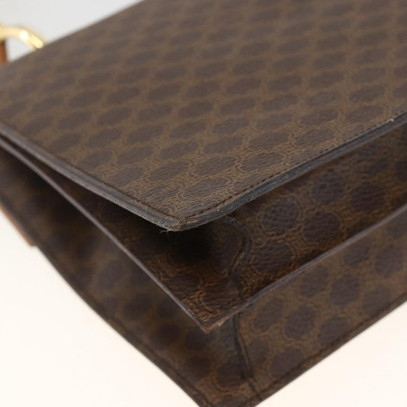CELINE Macadam Canvas Hand Bag PVC Leather Brown Gold Auth hk3589