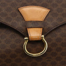 CELINE Macadam Canvas Hand Bag PVC Leather Brown Gold Auth hk3589-17