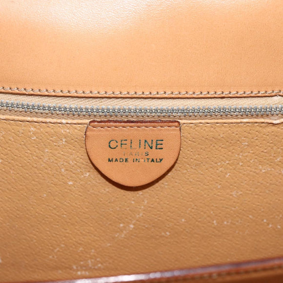 CELINE Macadam Canvas Hand Bag PVC Leather Brown Gold Auth hk3589