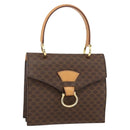 CELINE Macadam Canvas Hand Bag PVC Leather Brown Gold Auth hk3589-1