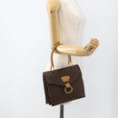 CELINE Macadam Canvas Hand Bag PVC Leather Brown Gold Auth hk3589-23