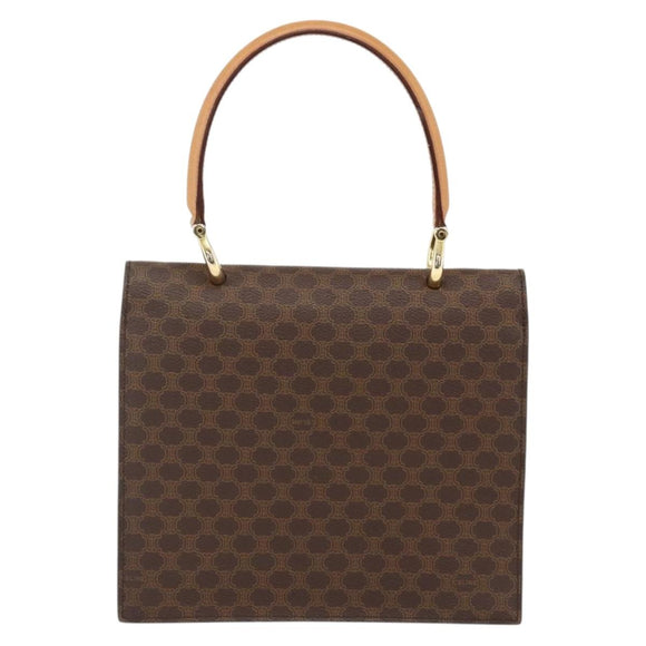 CELINE Macadam Canvas Hand Bag PVC Leather Brown Gold Auth hk3589