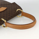 CELINE Macadam Canvas Hand Bag PVC Leather Brown Gold Auth hk3589-7