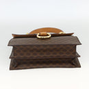 CELINE Macadam Canvas Hand Bag PVC Leather Brown Gold Auth hk3589-5