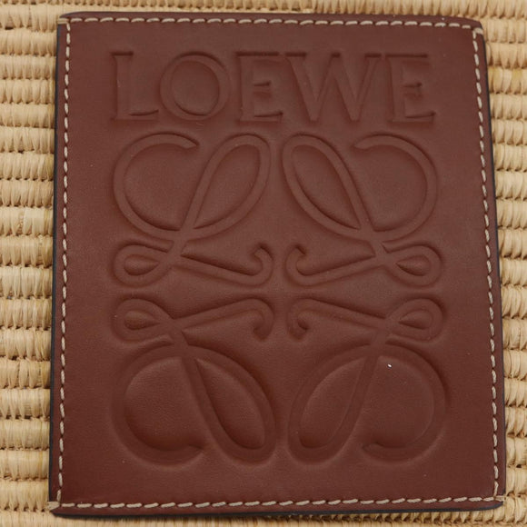 LOEWE Anagram Tote Bag Raffia Leather Beige Silver Auth hk3596A