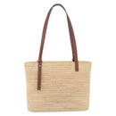 LOEWE Anagram Tote Bag Raffia Leather Beige Silver Auth hk3596A-2