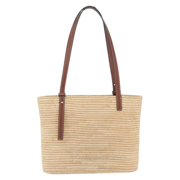 LOEWE Anagram Tote Bag Raffia Leather Beige Silver Auth hk3596A - 0