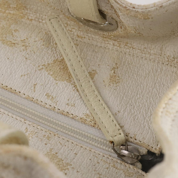 CHANEL Matelasse Paris Biarritz GM Tote Bag PVC Canvas White CC Auth hk3597