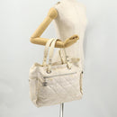CHANEL Matelasse Paris Biarritz GM Tote Bag PVC Canvas White CC Auth hk3597-28