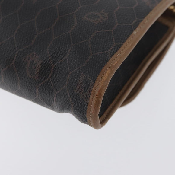 Christian Dior Honeycomb Canvas Chain Bag PVC Leather Black Gold Auth hk3598