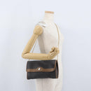 Christian Dior Honeycomb Canvas Chain Bag PVC Leather Black Gold Auth hk3598-22