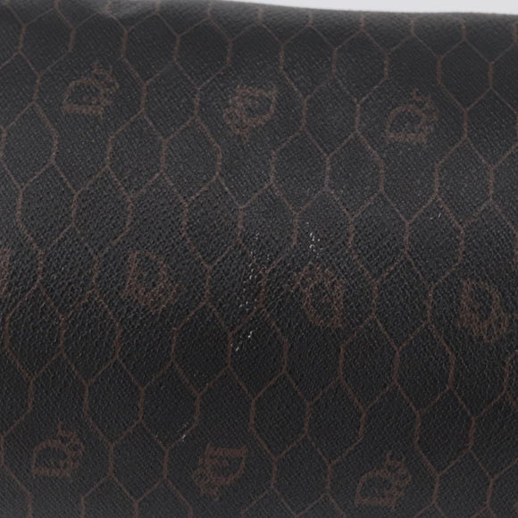 Christian Dior Honeycomb Canvas Chain Bag PVC Leather Black Gold Auth hk3598