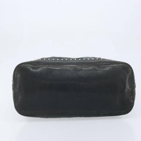 PRADA Camouflage Shoulder Bag Nylon Leather Khaki Black Silver Auth hk3599