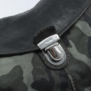 PRADA Camouflage Shoulder Bag Nylon Leather Khaki Black Silver Auth hk3599-18