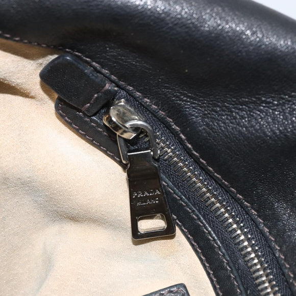 PRADA Camouflage Shoulder Bag Nylon Leather Khaki Black Silver Auth hk3599
