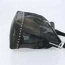 PRADA Camouflage Shoulder Bag Nylon Leather Khaki Black Silver Auth hk3599-3