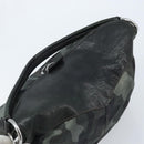 PRADA Camouflage Shoulder Bag Nylon Leather Khaki Black Silver Auth hk3599-6