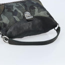 PRADA Camouflage Shoulder Bag Nylon Leather Khaki Black Silver Auth hk3599-7