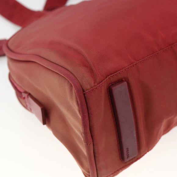 PRADA Tote Bag Nylon Red Silver Auth hk3600