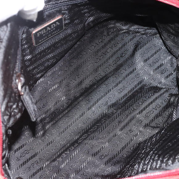 PRADA Tote Bag Nylon Red Silver Auth hk3600