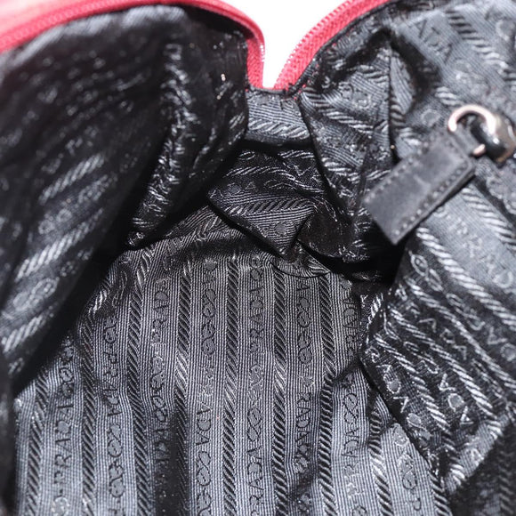 PRADA Tote Bag Nylon Red Silver Auth hk3600