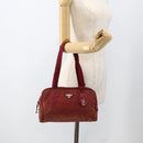 PRADA Tote Bag Nylon Red Silver Auth hk3600-24