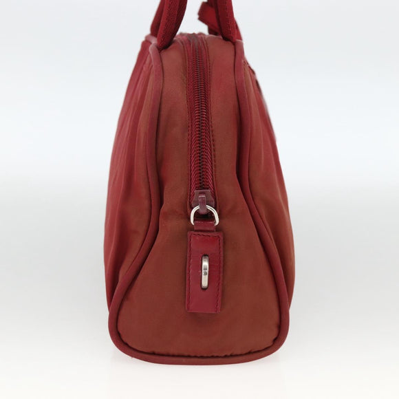 PRADA Tote Bag Nylon Red Silver Auth hk3600