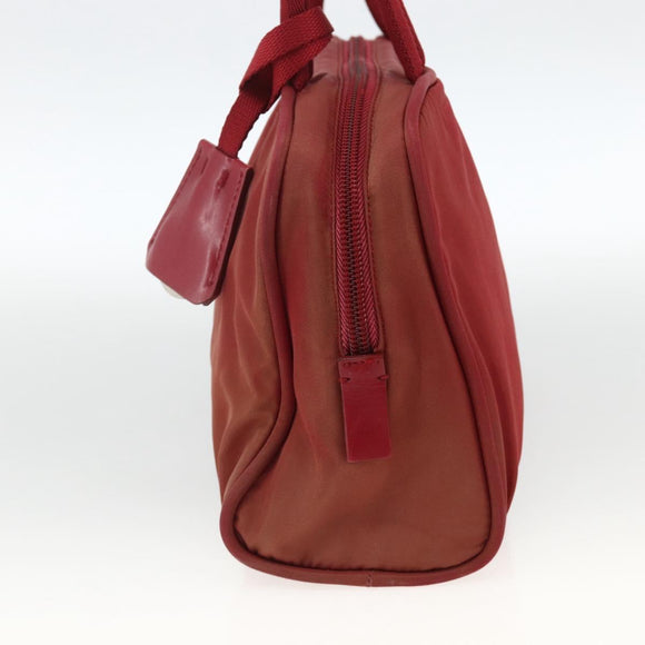 PRADA Tote Bag Nylon Red Silver Auth hk3600