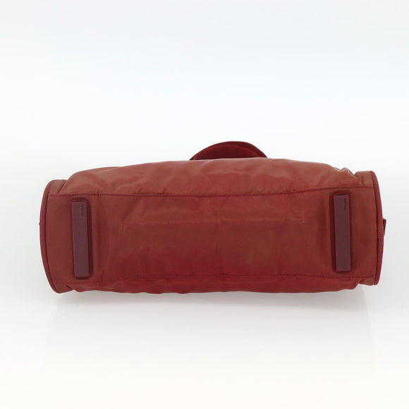 PRADA Tote Bag Nylon Red Silver Auth hk3600