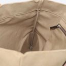 PRADA Tote Bag Canvas Leather Beige Orange Silver Auth hk3602-18