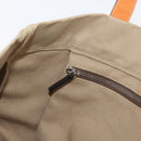 PRADA Tote Bag Canvas Leather Beige Orange Silver Auth hk3602-19