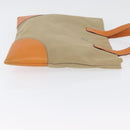 PRADA Tote Bag Canvas Leather Beige Orange Silver Auth hk3602-3