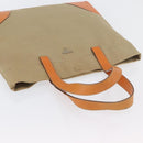 PRADA Tote Bag Canvas Leather Beige Orange Silver Auth hk3602-6