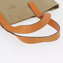 PRADA Tote Bag Canvas Leather Beige Orange Silver Auth hk3602-7