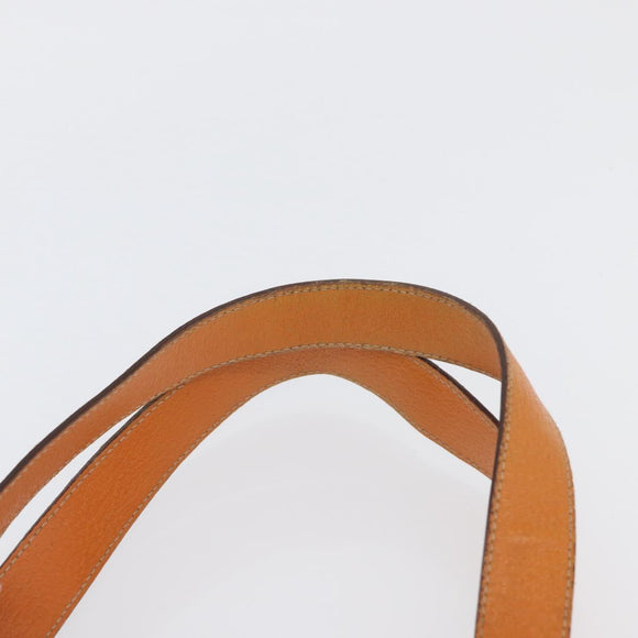 PRADA Tote Bag Canvas Leather Beige Orange Silver Auth hk3602