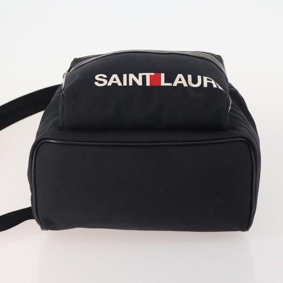 SAINT LAURENT Backpack Canvas Black Silver Auth hk3604